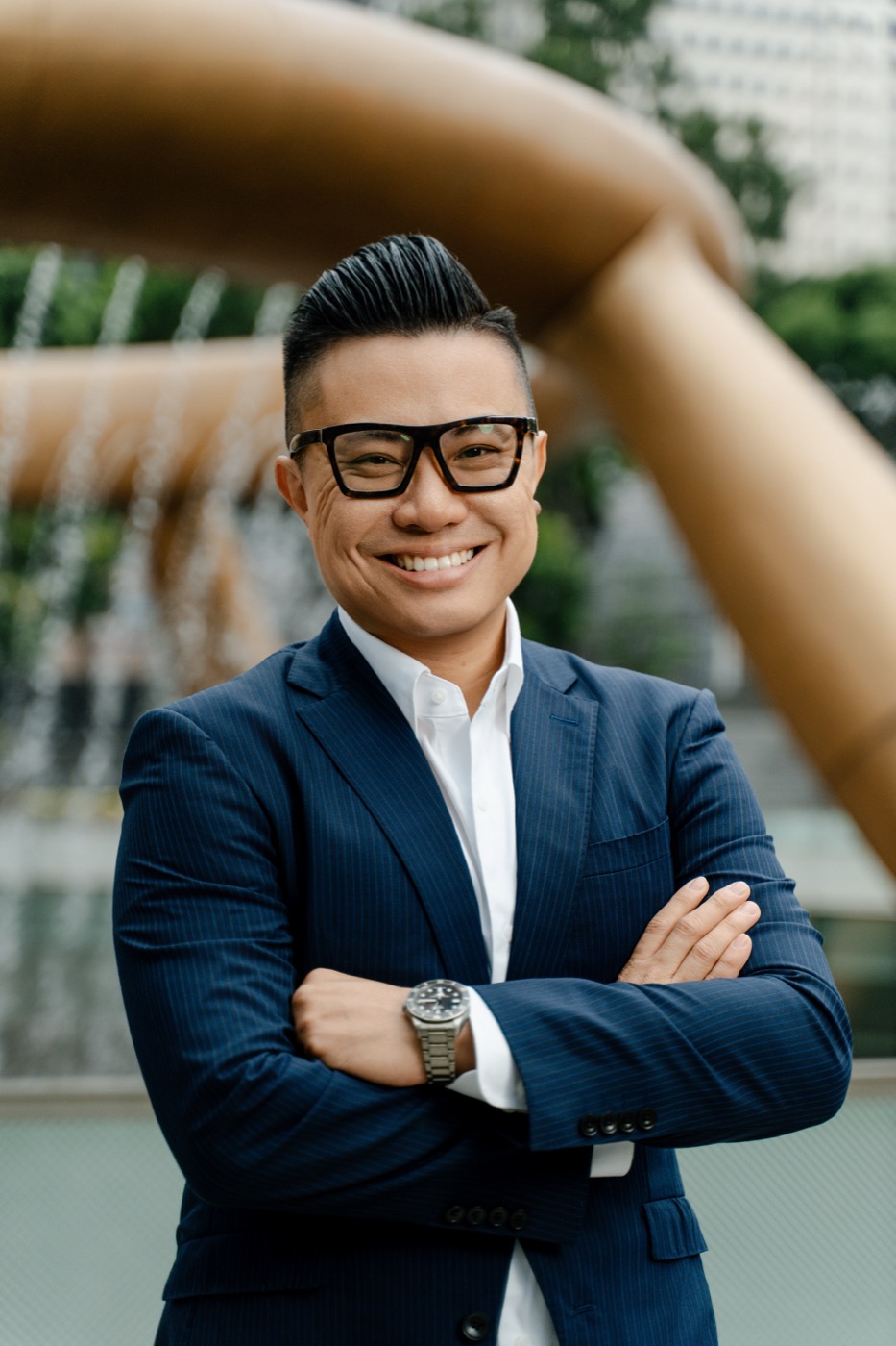 Joseph Louis Tan at the Fountain of Wealth, Singapore